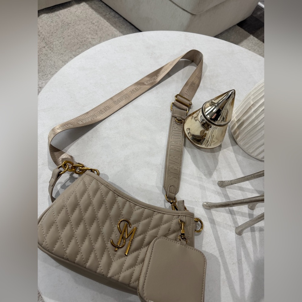 Steve Madden Taupe Quilted Crossbody Bag